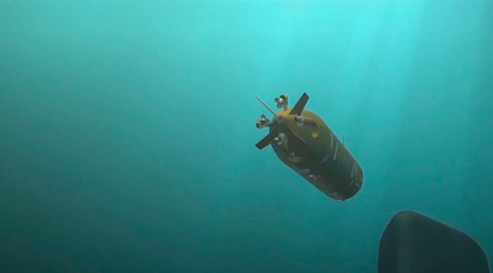 Een modeltekening van de onderwaterdrone.