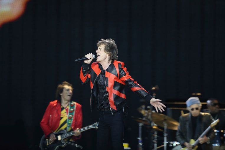 Mick Jagger tijdens een concert van The Rolling Stones in Engeland.  Beeld AP