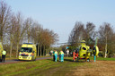Ernstig ongeluk net onder Roosendaal. Een traumahelikopter landde.