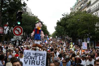 Ruim 140.000 mensen op straat in Frankrijk tegen gezondheidspas: iets minder dan vorig weekend