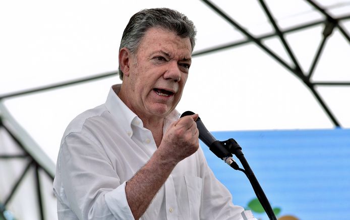 De Colombiaanse president Juan Manuel Santos, die een vredesovereenkomst sloot met de guerillabeweging FARC.