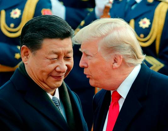 Xi en Trump tijdens een ontmoeting, zes maanden geleden.