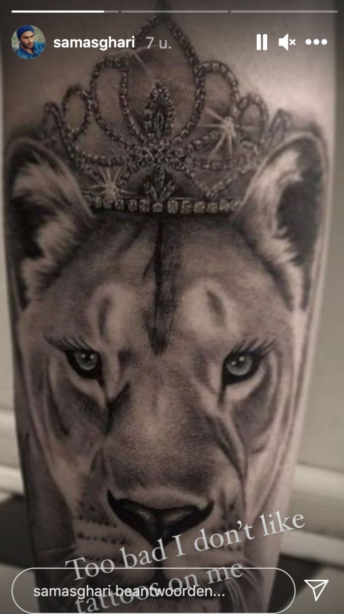 Britneys vriend Sam Asghari deelde een tattoo van een leeuw in z'n Instagram Stories.