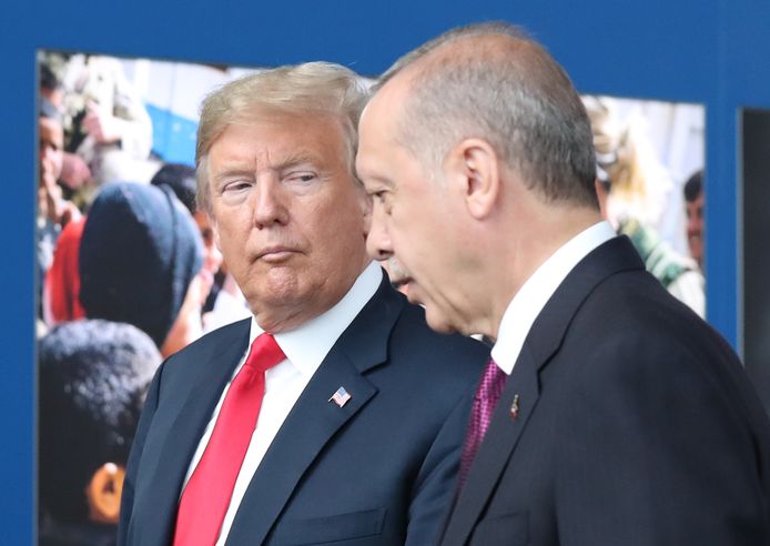 De Amerikaanse president Donald Trump met de Turkse president Recep Tayyip Erdogan (Archiefbeeld).