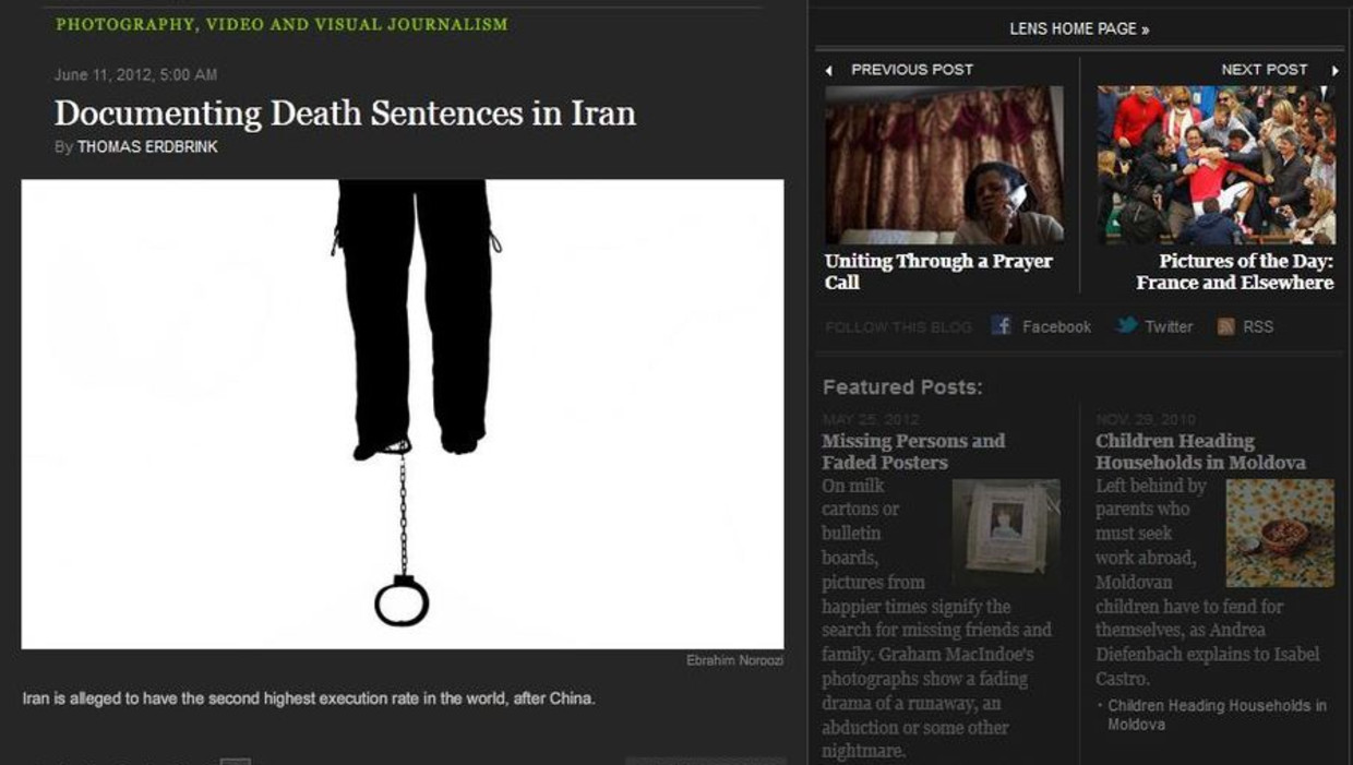 Screenshot van de site van de New York Times Beeld 