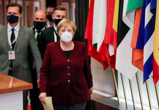 Duits bondskanselier Angela Merkel vorige week in Brussel.