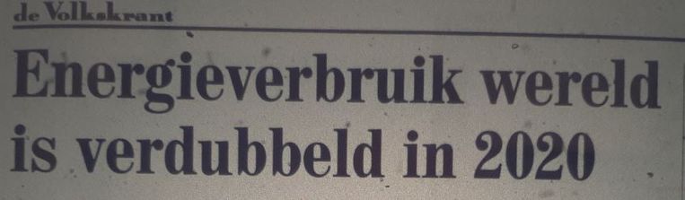 (De Volkskrant, 1997) In werkelijkheid nam de energievraag met 45 procent toe. Beeld 