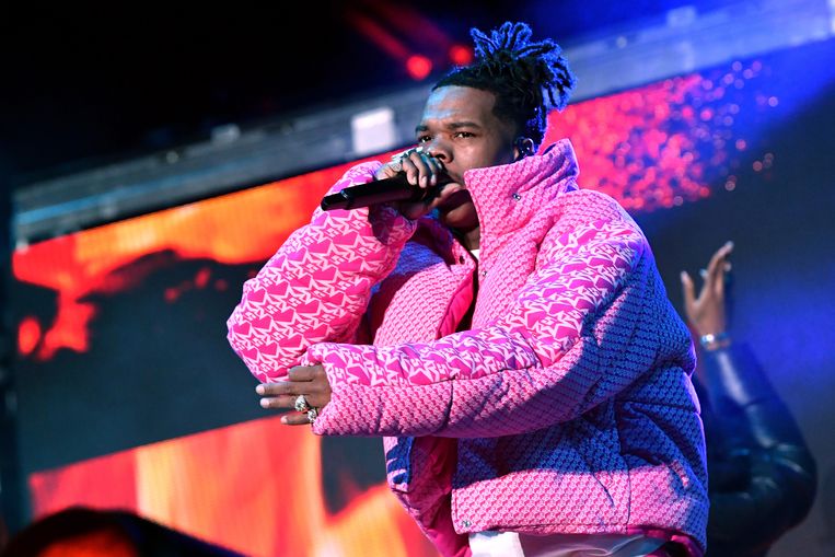 Lil Baby tijdens een recent optreden in Los Angeles.  Beeld Getty Images