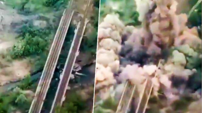 Oekraïense leger blaast eigen spoorwegbrug op om Russische troepen af te houden
