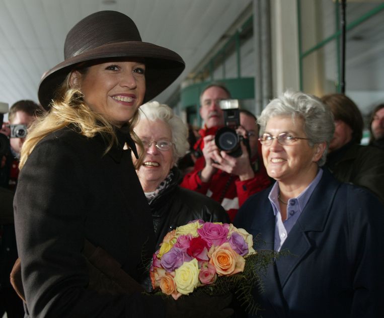 Maxima tijdens de doop van het schip ‘Prins Willem-Alexander’. Rotterdam, 6 februari 2003.  Beeld Getty Images