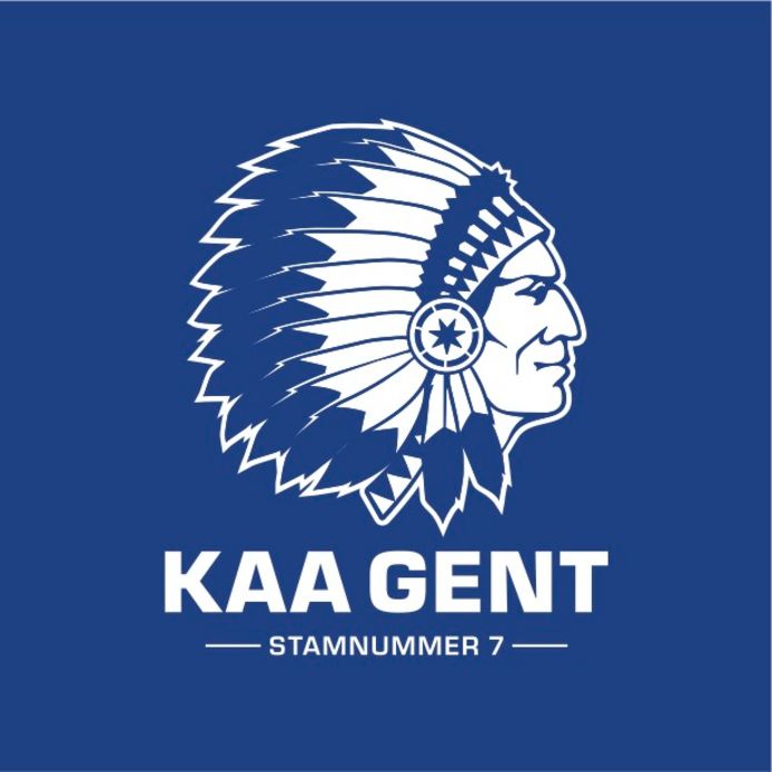 Het gecontesteerde logo van KAA Gent met de 'indiaan', zoals inheemse Amerikanen vroeger werden genoemd.