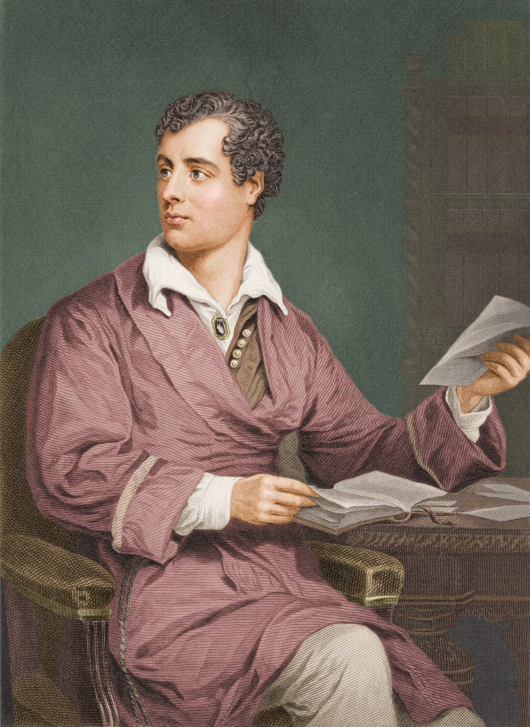 Portret van dichter Lord Byron, begin 19de eeuw.  Beeld Getty Images