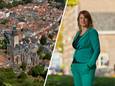 De stad Zutphen van boven en Eva Boswinkel, wethouder financiën van de gemeente Zutphen.