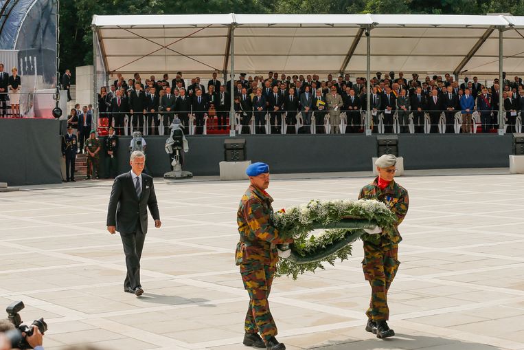 Koning Filip van België bij de ceremonie in Luik. Beeld belga