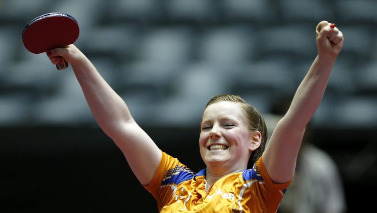 Britt Eerland bij de WK voor landenteams in Tokio vorig jaar. Beeld EPA