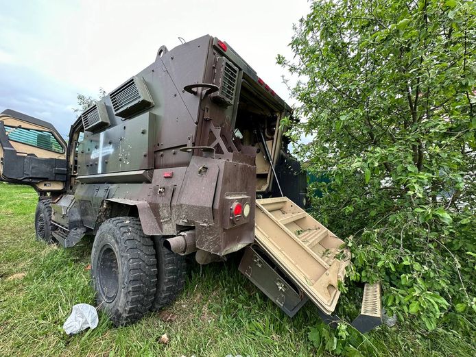 Un blindé américain utilisé lors du raid mené par les milices pro-ukrainiennes dans la zone frontalière russe.