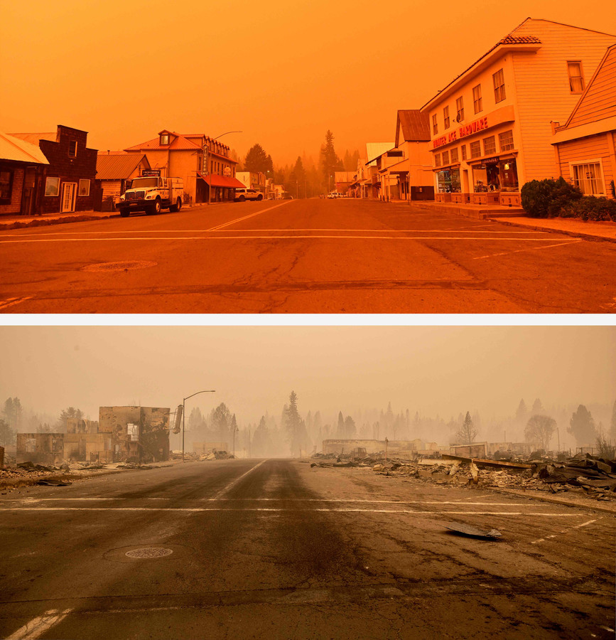 Voor en na beelden uit Californië.