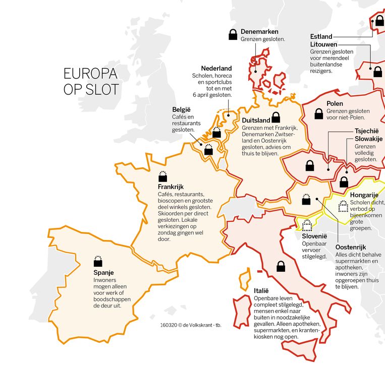 Het coronavirus nationalisme in Europese landen aan | De Volkskrant