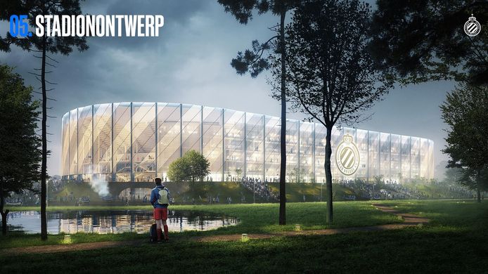 Een simulatiebeeld voor het nieuwe stadion van blauw-zwart.