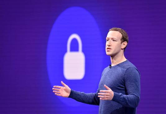 Facebook CEO Mark Zuckerberg tijdens de F8-conferentie in 2018.