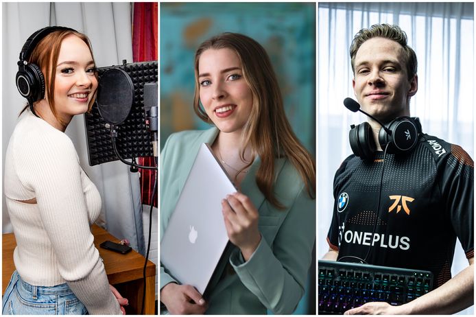 V.l.n.r.: Muziekproducer Josje Fontein (22), brandingspecialist Fianna Zetteler (20) en Esports coach Rubin van Nieulande (22).