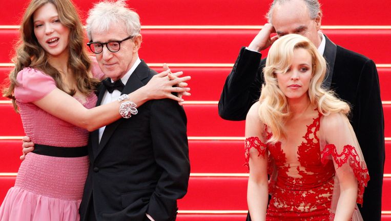 Woody Allen, Lea Seydoux en Rachel McAdams in Cannes. Beeld REUTERS