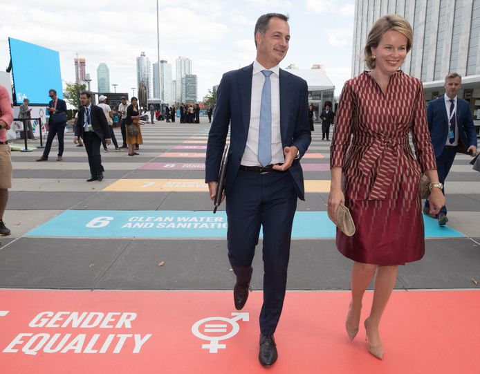 Minister van Ontwikkelingssamenwerking Alexander De Croo en koningin Mathilde in New York.