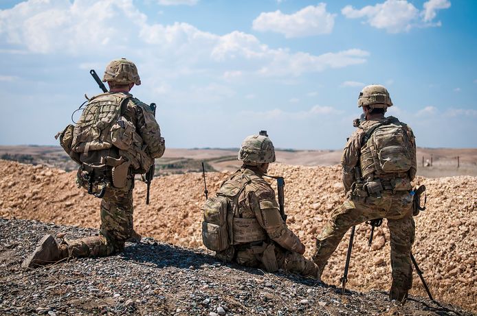 Amerikaanse soldaten nabij Manbij in Syrië.