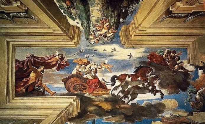 ...e alcuni affreschi del Guercino, contemporaneo di Michelangelo.