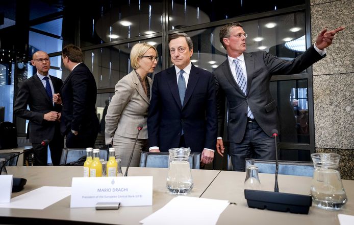 President van de Europese Centrale Bank Mario Draghi sprak met de Tweede Kamer.