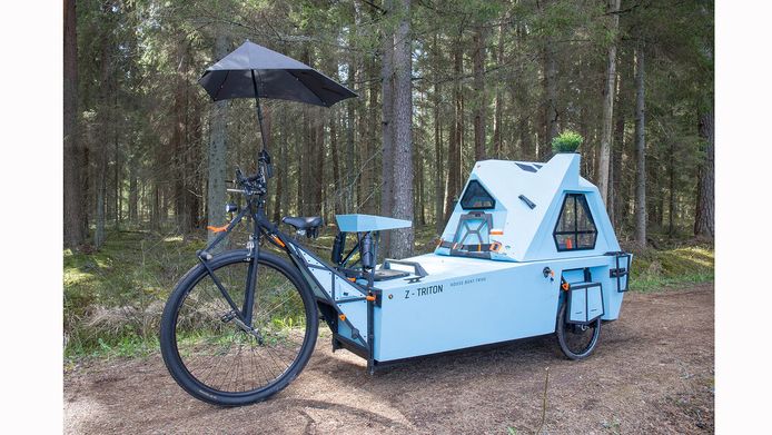 Springplank Cyberruimte Fotoelektrisch Dit bizarre voertuig is camper, boot en elektrische fiets ineen en kost  14.500 euro | Auto | AD.nl