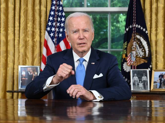 Biden in eerste speech vanuit Oval Office: “Economische ineenstorting voorkomen” dankzij schuldendeal