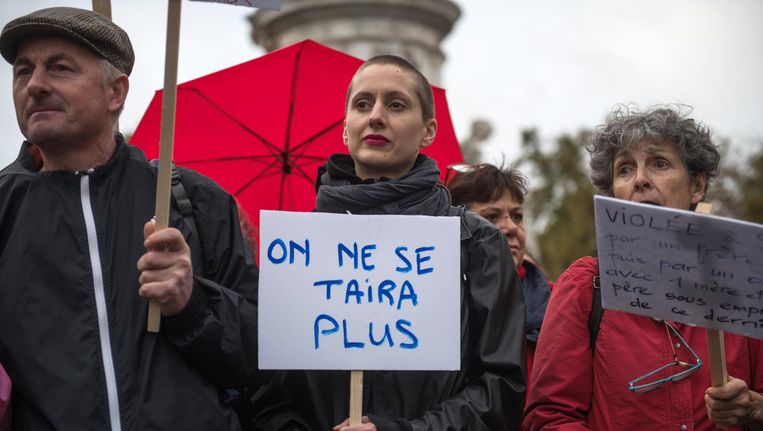 Een protest in Parijs afgelopen zondag tegen seksueel geweld tegen vrouwen. Beeld epa