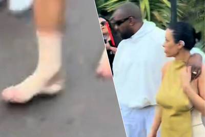 KIJK. Bianca Censori laat schoenen thuis voor dagje Disneyland met Kanye West