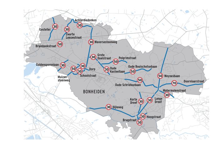 BONHEIDEN - De toekomstige 22 trajectcontroles in Bonheiden.