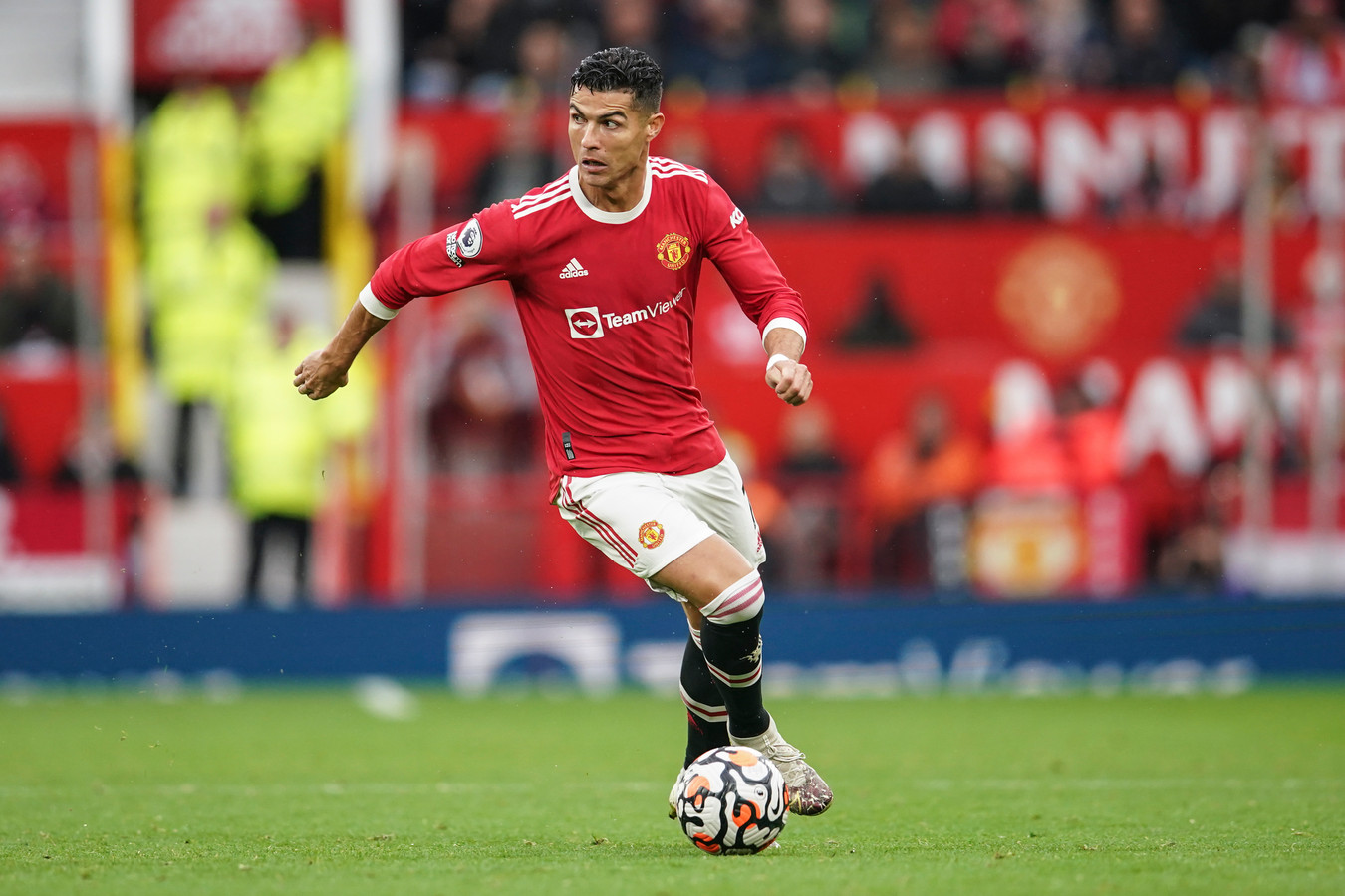 Cristiano Ronaldo tijdens een wedstrijd van Manchester United.