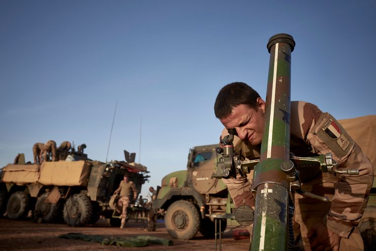 Franse soldaten in het grensgebied tussen Mali, Niger en Burkina Faso in november. Beeld AFP