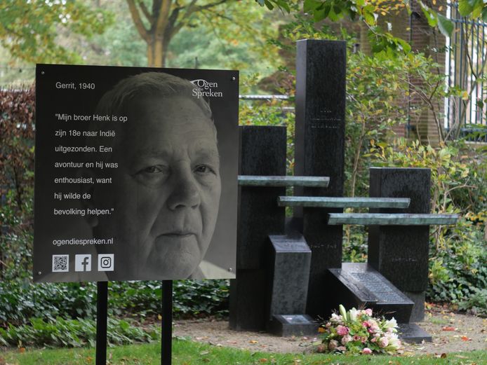 Een van de foto's met een verhaal in park Eekhout in Zwolle