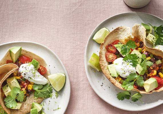 Krokante taco’s met vegavulling & yoghurtdip