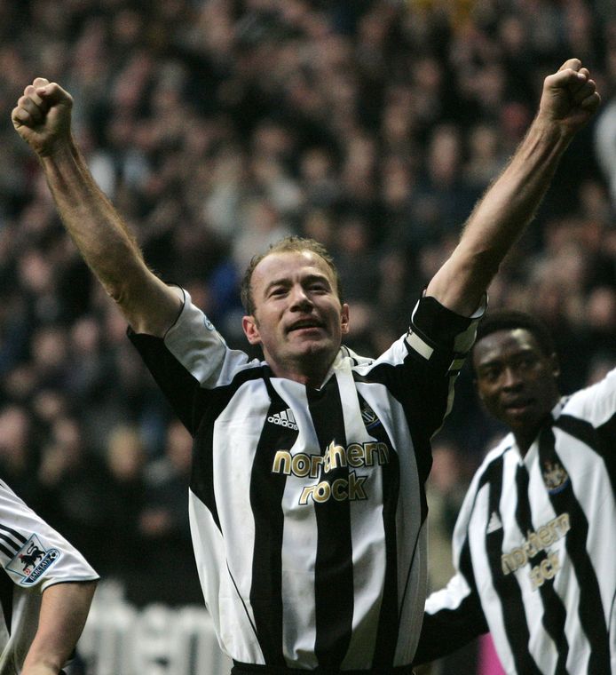 Alan Shearer in het shirt van Newcastle United.
