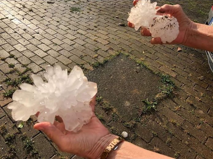 Chicchi di grandine più grandi di una mano sono caduti nel nord-est d'Italia.