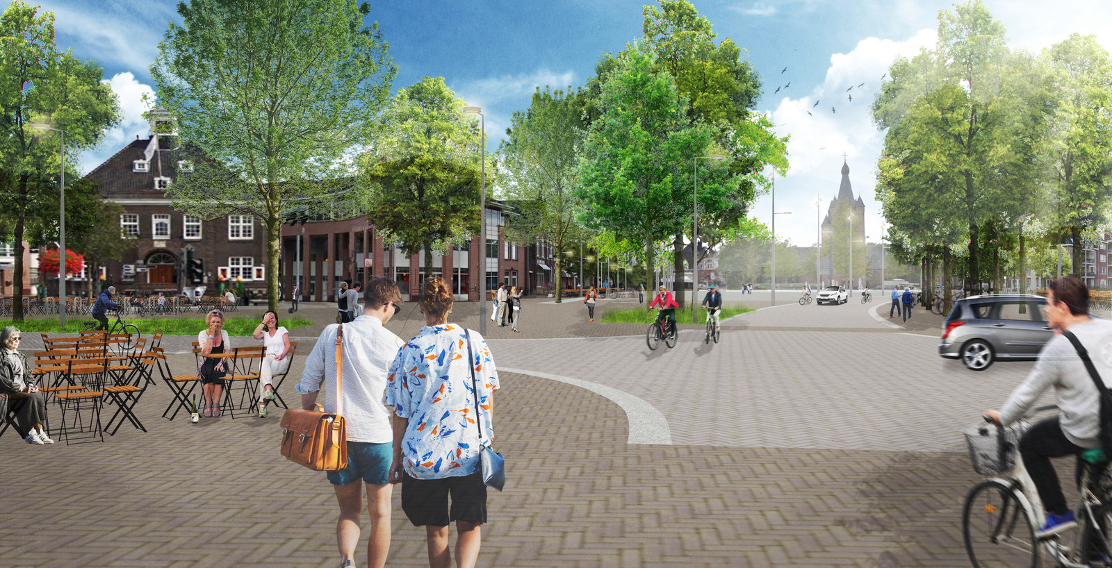 Streep door verkeer centrum Valkenswaard; opknapbeurt Markt