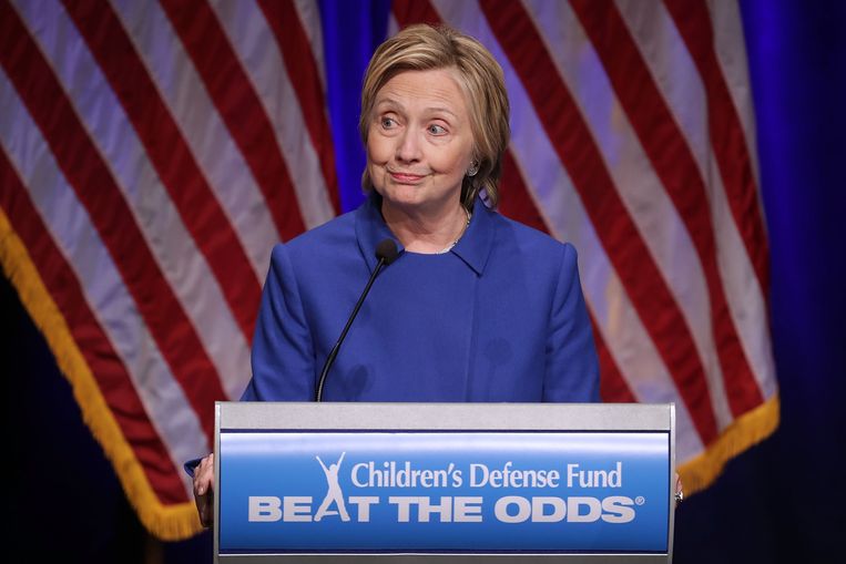 Hillary Clinton tijdens een speech voor het 'Children's Defense Fund'.  Beeld AFP
