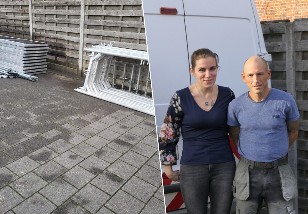 Dieven Stelen 100 Vierkante Meter Stelling Van Gevelwerkbedrijf Op 
