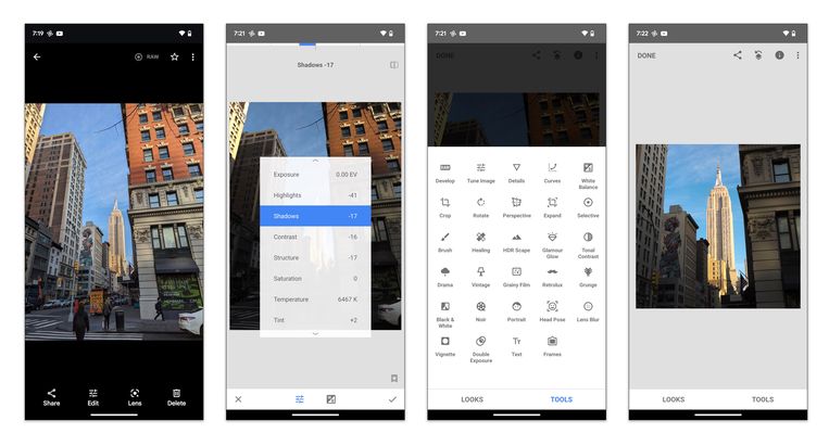 De gratis Snapseed-app voor Android en iOS biedt tal van bewerkingstools voor je RAW-bestanden. Beeld NYT