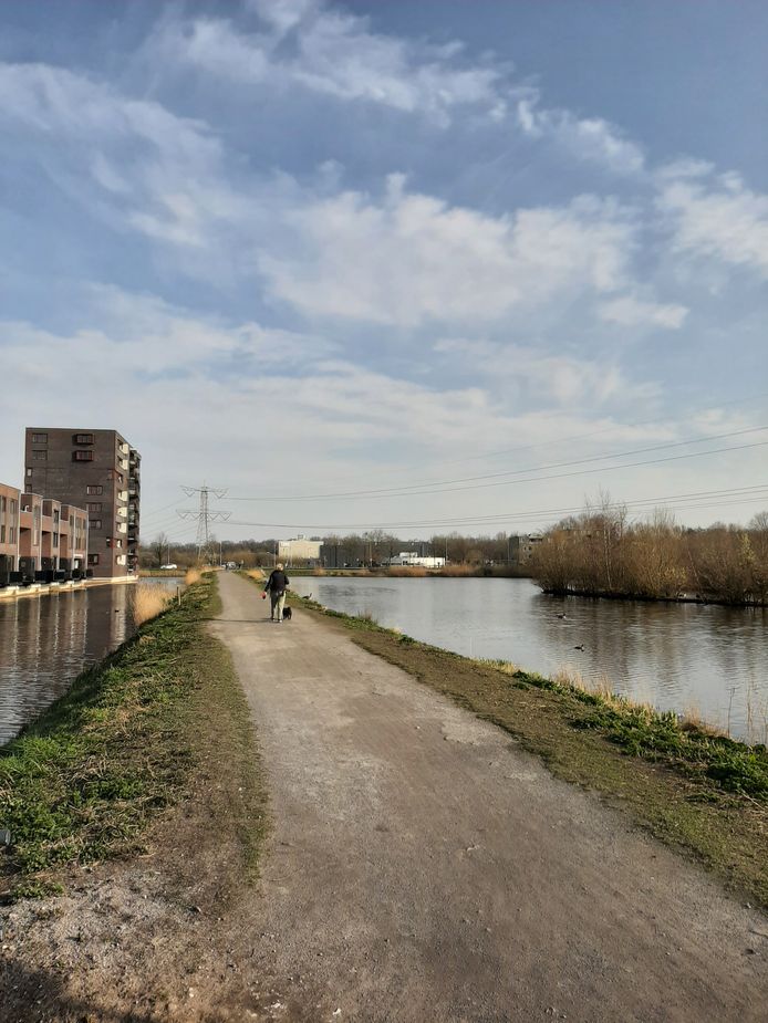 De dijk langs de Waterweegbree in de Haagse Beemden in Breda. Een wijkbewoonster hoopt dat er bankjes komen, zodat passanten er even kunnen neerstrijken om te genieten van het water en de natuur.