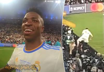 Britse YouTuber loopt ongestoord het veld op na Champions League-finale en knuffelt Vinícius en Hazard