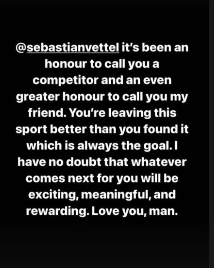 Lewis Hamilton heeft mooie woorden voor Sebastian Vettel.