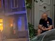 De voordeur werd eruit geblazen. / Bilal B. op de drempel van zijn woning.