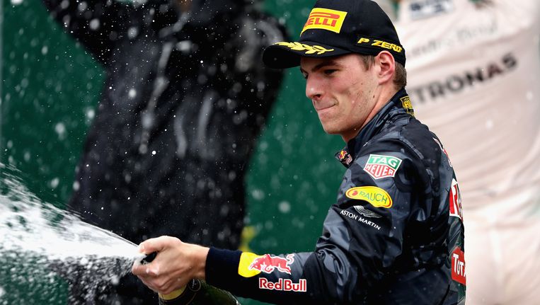 Max Verstappen werd derde in de grote prijs van Brazilië. Beeld Getty Images